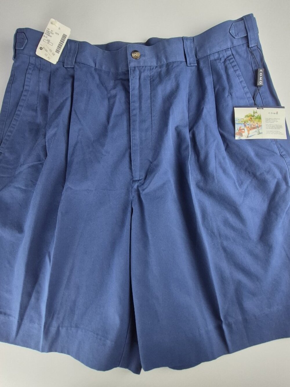 Como Blue Pleated Shorts - Size 36 - New With Tags